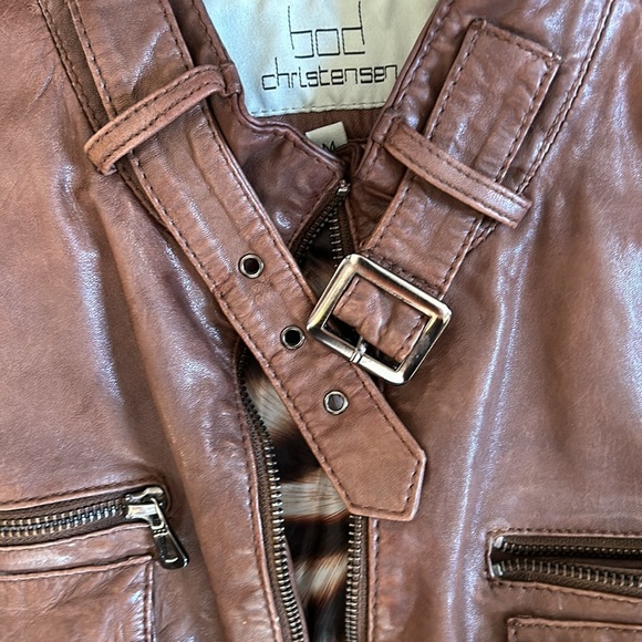 Bod Christensen leather moto jacket, tobacco colour - Picture 8 of 12